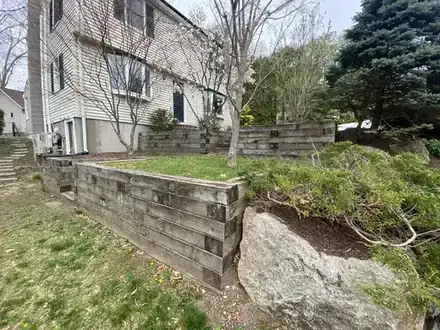 Timber retaining wall before the renovation